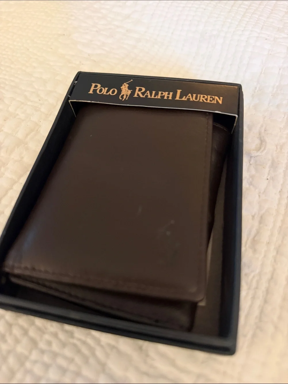 NEW Polo by Ralph Lauren Brown Leather tri fold Wallet style # 405070178213